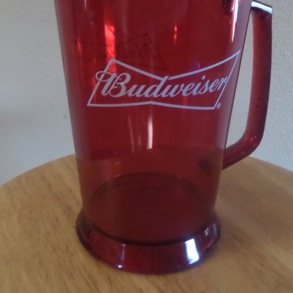 Authentic Vintage 2 Budweiser Ruby Red Translucent Plastic Beer Pitcher - Picture 3 of 5